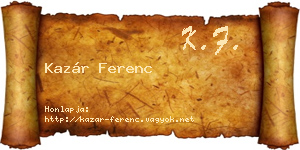 Kazár Ferenc névjegykártya