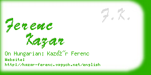 ferenc kazar business card